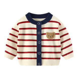 宝宝外套2026新款春装男童针织开衫婴儿春秋薄款上衣儿童外出衣服