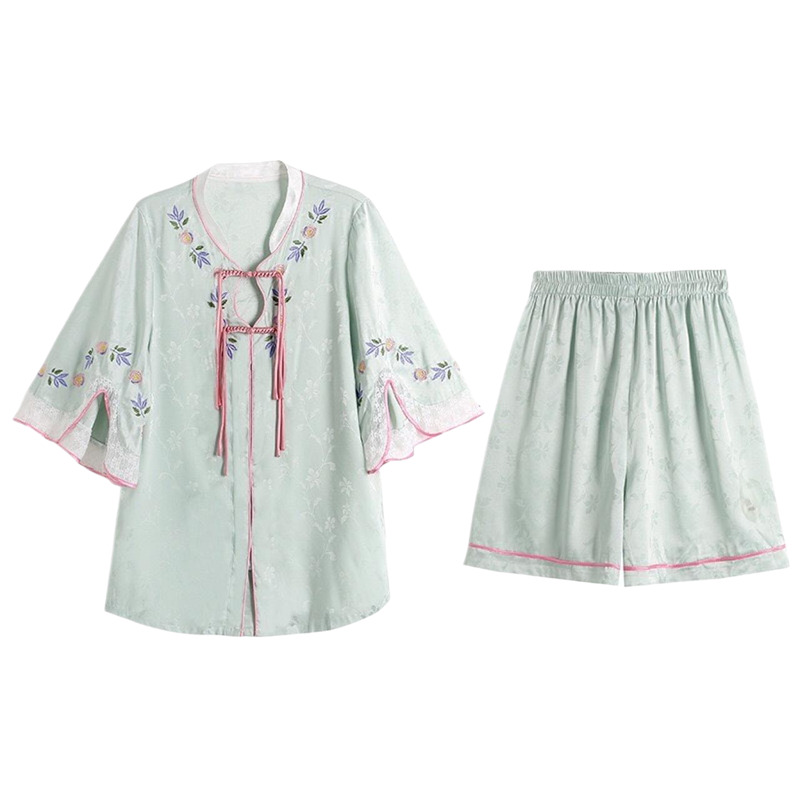 女丝绸缎面夏季新款睡衣家居服