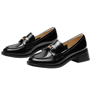 明星同款 73hours女鞋风笛乐章春秋英伦小皮鞋粗跟真皮乐福鞋女