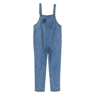 费雪孕妇背带裤春秋外穿新款时尚牛仔裤孕晚期秋装宽松大码孕妇装