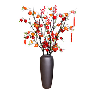 仿真花石榴果装饰摆件客厅落地式假花插花干花花束欧式高花艺摆设