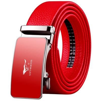 七匹狼红腰带本命年自动扣男皮带