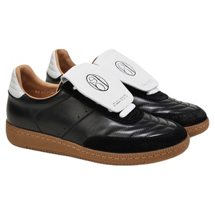 fed翻盖板鞋春季新款女鞋真皮休闲鞋黑色防滑德训鞋女S0112-ZC728