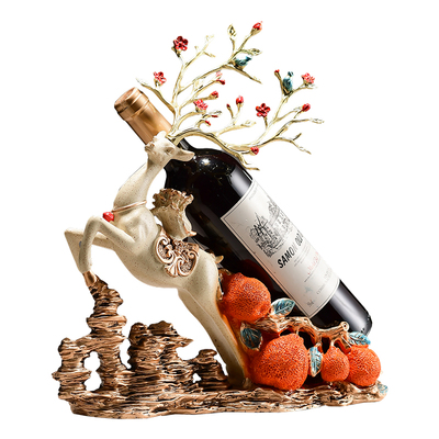 福鹿红酒架家居摆件创意新中式客厅酒柜餐边柜葡萄酒架软装装饰品