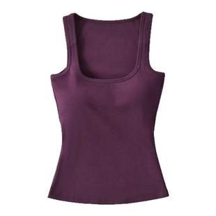 liviahome 美式辣妹带胸垫性感U领紧身收腰背心女显胸大内搭上衣