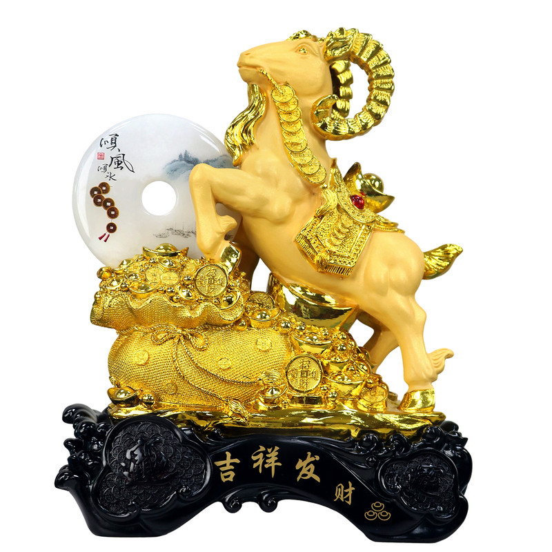 沙金羊树脂招财吉祥物摆件