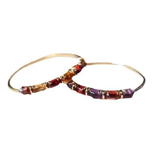 复古素面宝石石榴石紫黄水晶戒指18K金镶嵌珠宝宝石女款手饰