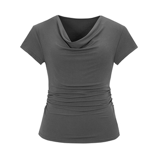 FUNNEL IN 短袖荡领T恤高级小众不撞款设计感气质上衣打底衫