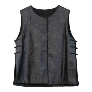 布小匠原创设计冬季款毛呢双面穿香云纱提花马夹新中式国风马甲女