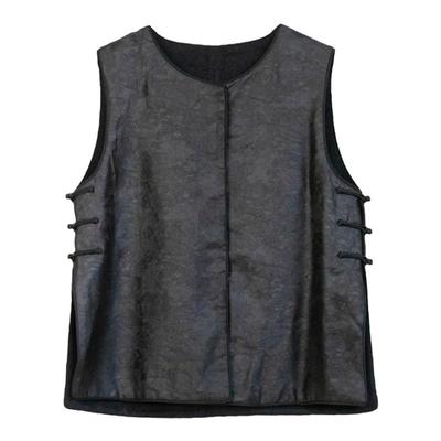 布小匠原创设计冬季款毛呢双面穿香云纱提花马夹新中式国风马甲女