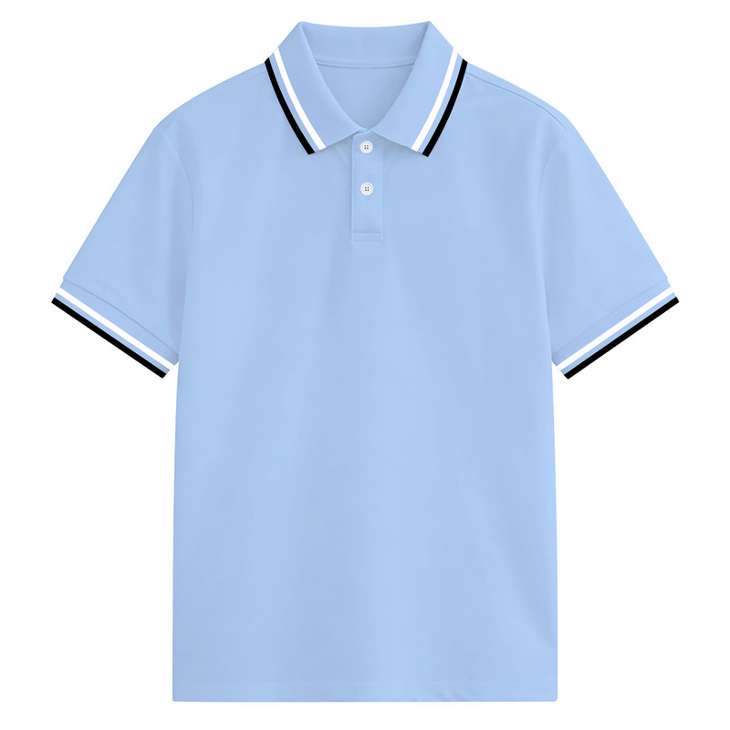 42学生短袖浅蓝色校服中小学短袖POLO衫男童永靖县三峡中学班服学