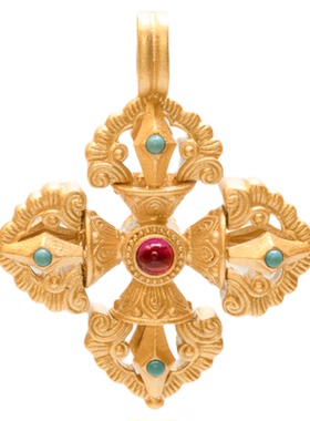 金刚杵2025新款新中式高级感轻奢小众925银镀金项链女款吊坠挂坠