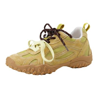 多巴胺内增高德训鞋女2024新款厚底真皮网面阿甘鞋运动休闲老爹鞋