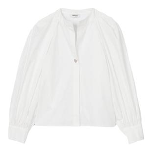 SANDRO秋冬女装法式简约优雅气质白色仿钻装饰圆领设计衬衫上衣