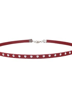 酒红色蕾丝短款颈带项圈小众复古设计感锁骨链爱心珍珠性感项链女