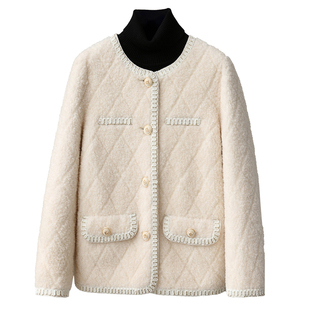 羊剪绒大衣女2025冬新短款淑女名媛温柔风海宁羔羊毛颗粒皮草外套