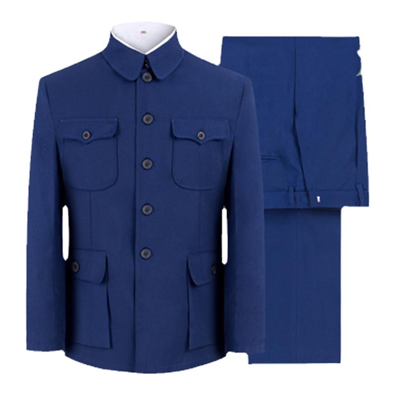 夏季单层薄款中山装男中老年套装老人衣服爸爸装爷爷装中山服外套