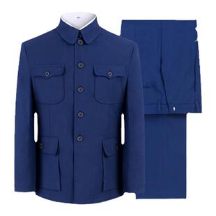 夏季单层薄款中山装男中老年套装老人衣服爸爸装爷爷装中山服外套