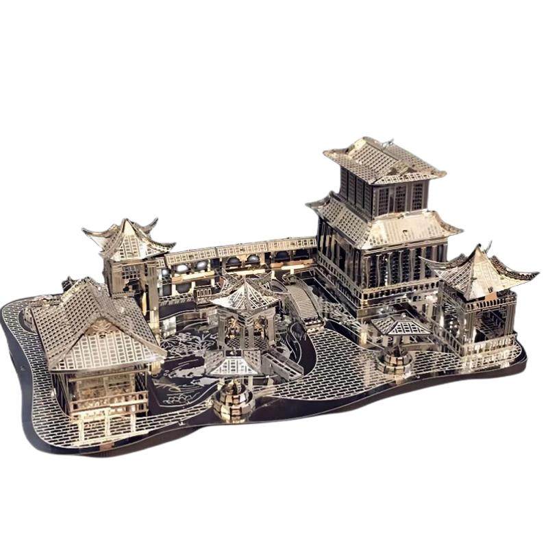 解压！合金新苏州园林模型高难度3D立体金属积木手工拼图创意礼物