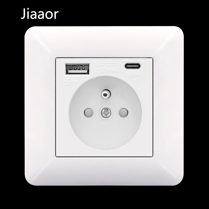 16A欧式德式法式插座货源插座装暗USB+typeC86带跨境面板外贸型