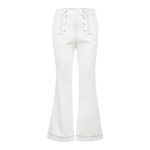 tq区绫致VeroModa25牛仔裤夏通勤气质高腰修身微喇七分裤女