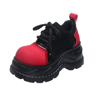 学院风8cm增高厚底小皮鞋女甜美松糕鞋2026春季新款漆大头乐福鞋