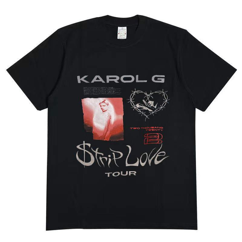 Karol G卡罗尔美式复古街头风半袖撞色拼接chic嘻哈潮牌短袖T恤