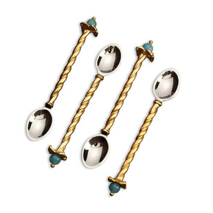 【简单的奢华】法国 L'Objet Venise 24K金宝石西餐汤勺叉礼盒装