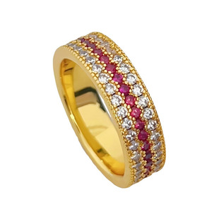 金包银工艺专柜同款红宝石路路通戒指中式复古指环送女友节日礼物