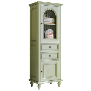 美式全实木电视柜边柜法式复古酒柜立柜客厅展示储物柜子家用家具