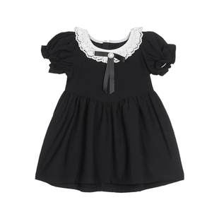 小O宝Okids童装女宝宝度假公主裙女小黑裙2025新女童千金夏连衣裙