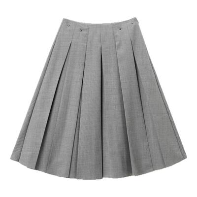 OVV春夏新款女装羊毛混纺铆钉装饰A字百褶半身裙GQDDJ14003A