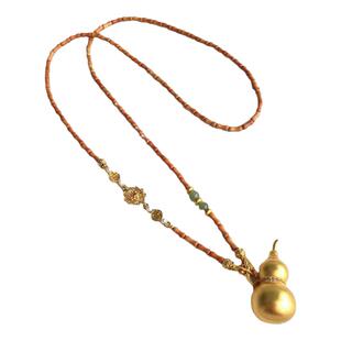 新中式项链原创橄榄核竹节珠链葫芦吊坠绳子罗盘佛公项链唐卡挂绳