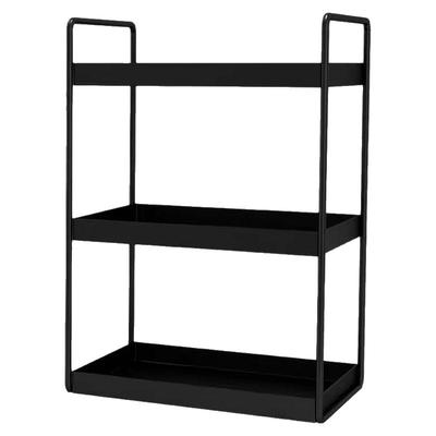 多层铁艺置物架厨房调料罐多功能收纳架黑色北欧简约大理石置物架