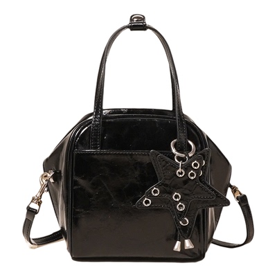 星芒油蜡皮通勤斜挎小方包