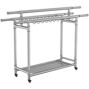不锈钢落地晾衣架304加粗加厚晒衣架挂衣架折叠伸缩凉衣架晾晒杆