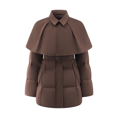 艾莱依新款可脱卸斗篷短款鹅绒服