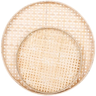 簸箕竹编无孔平盖幼儿园舞蹈道具创意绘画晾晒竹编制品有孔竹筛子