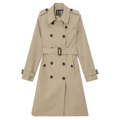 白鹿语气质英伦风双排扣风衣女