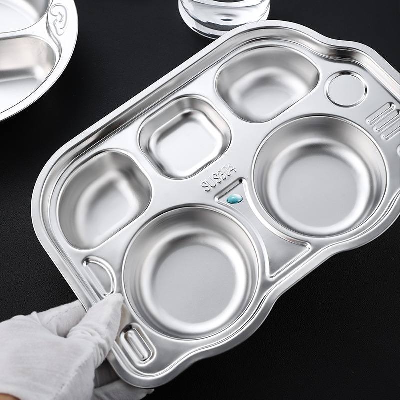 304不锈钢食品级儿童餐盘卡通幼儿园宝宝盘子批发分格盘餐具分隔