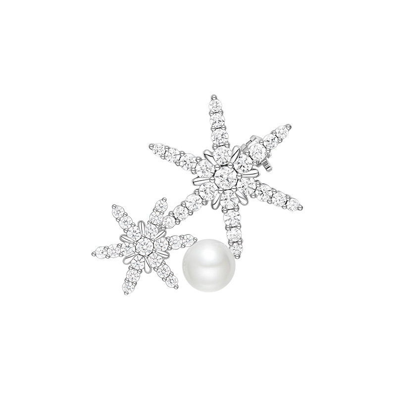 【自营】HEFANG Jewelry/何方珠宝优雅雪花胸针 轻奢别针徽章女