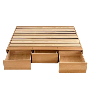 2025新款纯实木床榻榻米落地带三抽屉箱体储物床卧室木板床小户型