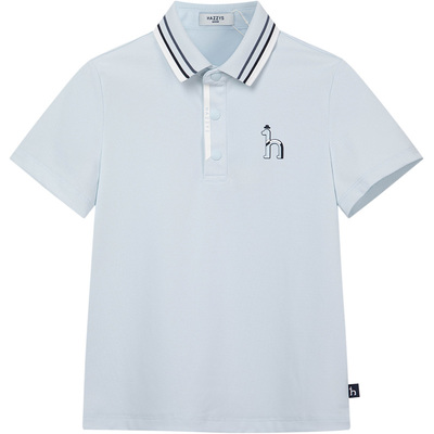 hazzys哈吉斯童装男童T恤26夏新中大童速干珠地翻领polo短袖上衣