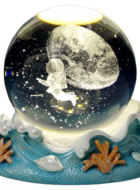 水晶球小夜灯摆件工位桌面装饰品