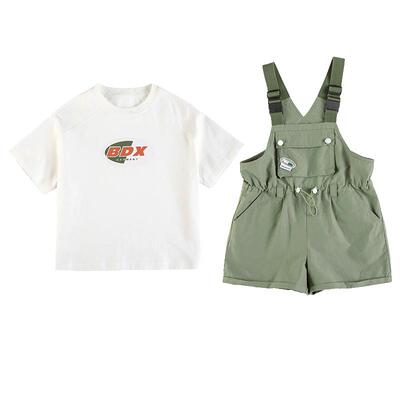 女童夏装背带裤套装休闲两件套