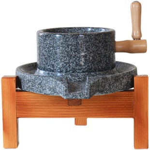 溪邸 黑麻石小石磨家用磨盘老式豆浆磨浆机肠粉机小型老式磨豆腐