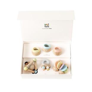 plantoys新生儿见面礼马卡龙摇铃婴儿安抚玩具礼盒0到1岁礼物礼盒