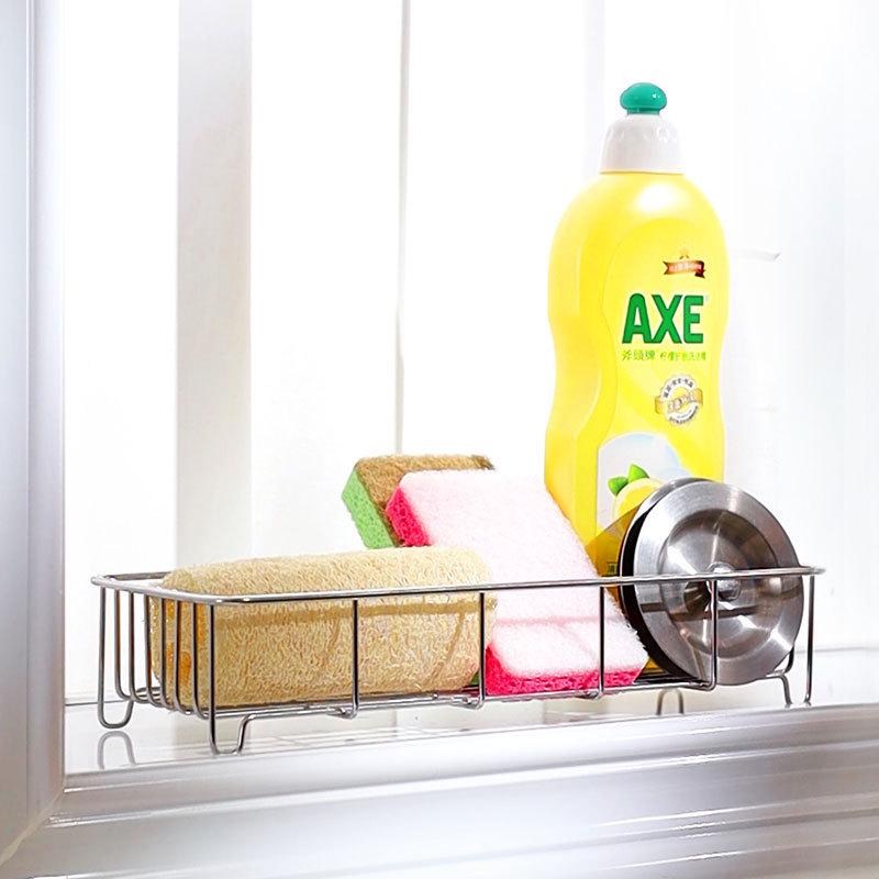 窗台置物架厨房收纳架台面黑 304不锈钢浴室架子百洁布沥水架水槽