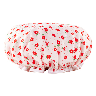 碎花双层浴帽女防水洗澡家用防油烟头套女童干发膜专用沐浴帽新款