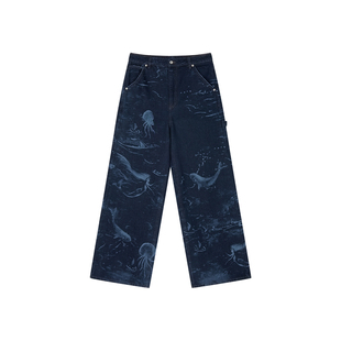 UOOYAA/乌丫2026春季新款「奇幻海底」镭射工装牛仔裤